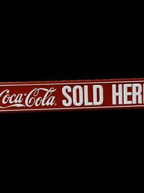 Coca Cola Sold Here Tin Sign 36x6 Classic Soda Shop Bar Wall Decor Mancavedecor